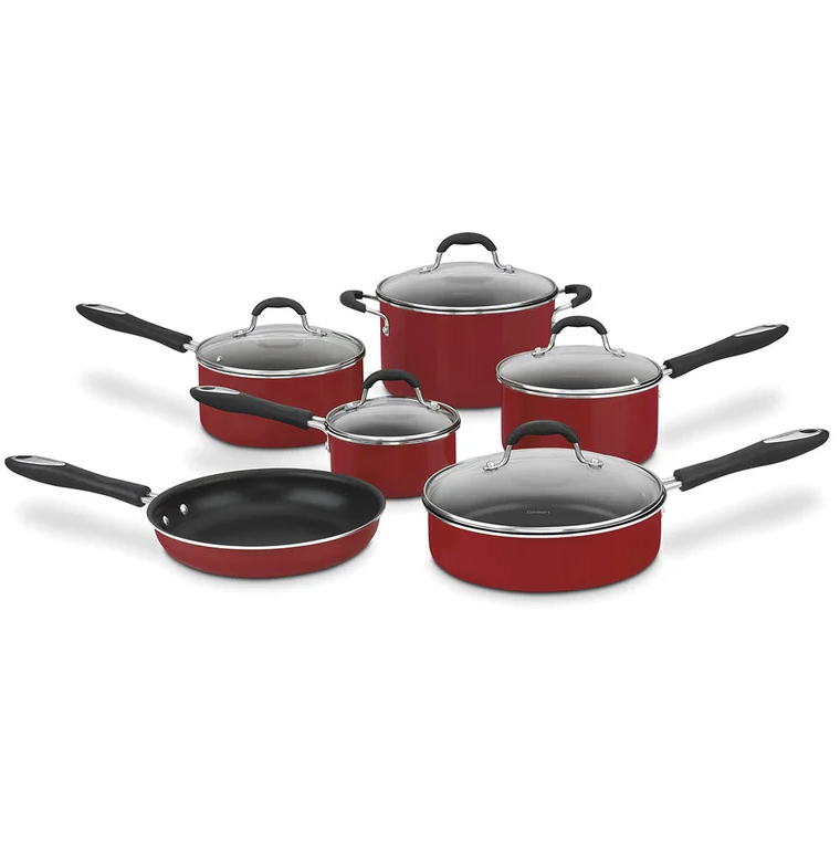 Juego De Ollas Cuisinart Advantage 11 Pzas Antiadherente Rojo