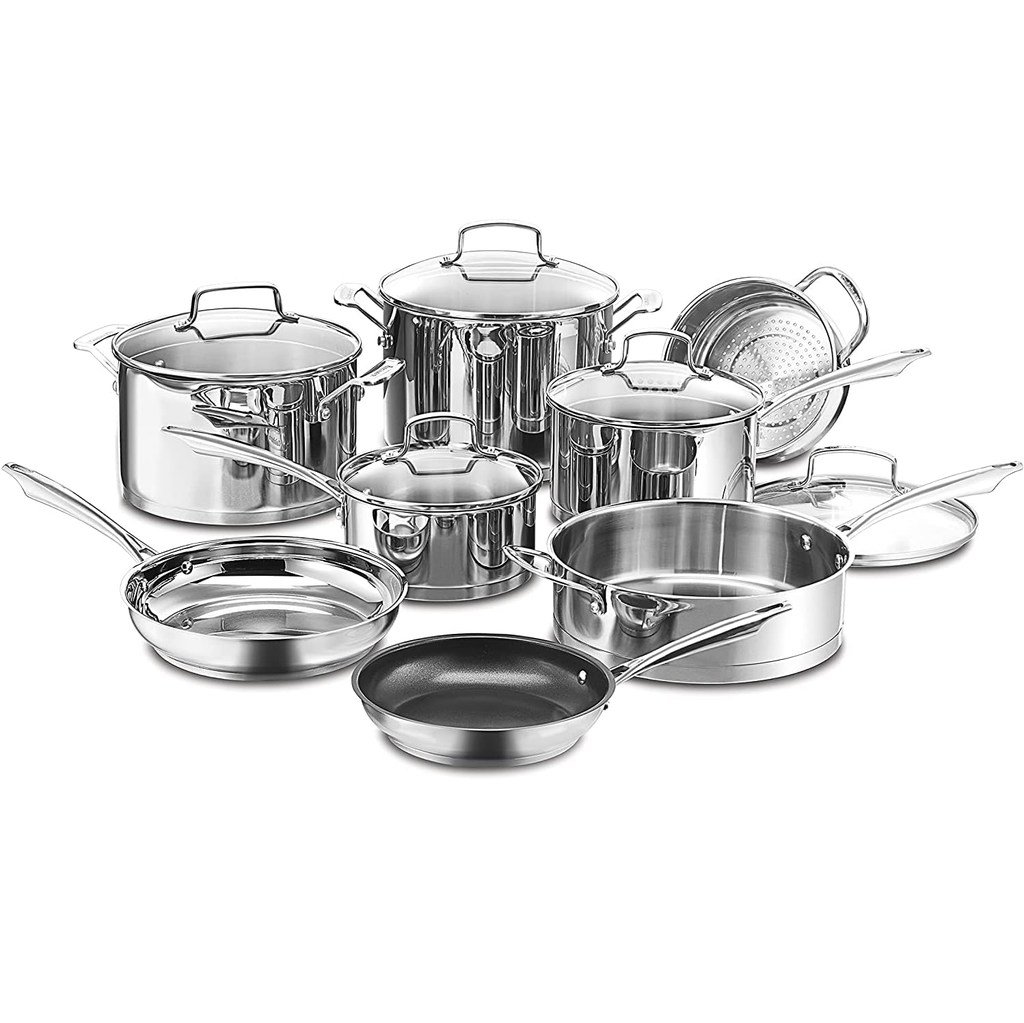 Juego De Ollas Cuisinart Professional 13 Pzas De Induccion Base PowerBond Plateado