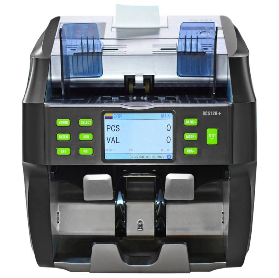 Contador De Billetes Mixtos Sat Con Impresora Integrada Deteccion De Falsificaciones 1000 Billetes/Min Negro