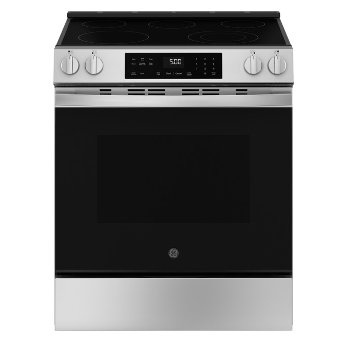 Cocina Electrica GE 76 Cm Modo Crujiente Precalentamiento Expres Deslizable Acero