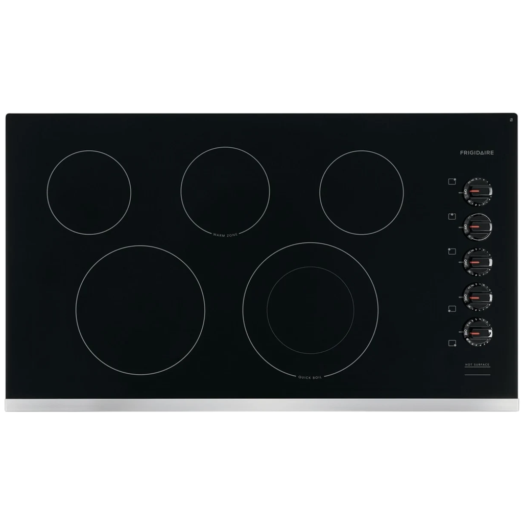 Tope Electrico 91 Cm Frigidaire Vitroceramica Con Perillas Y Zona De Mantenimiento Del Calor Negro
