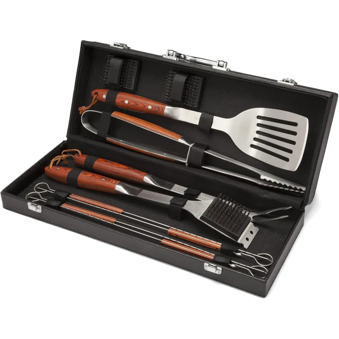 Juego De Utensilios De Cocina Cuisinart Premium Para Parrilla 10 Pzas Con Estuche Marron Y Acero