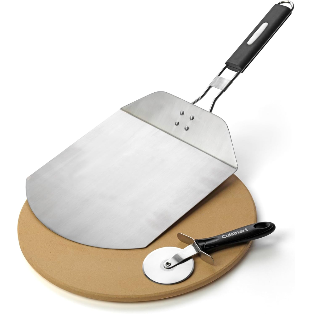 Juego De Utensilios Para Pizza Cuisinart Con Piedra Espatula Y Cortador Acero