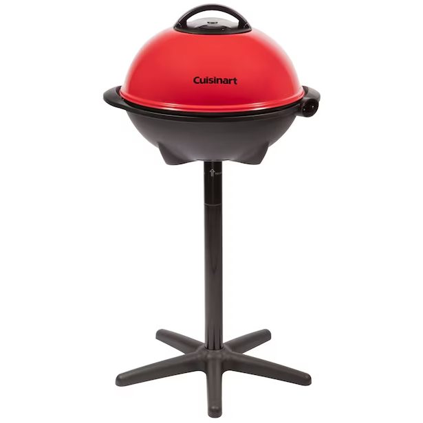 Parrillera Electrica Cuisinart 2 En 1 Para Interiores Y Exteriores Con Pedestal Antiadherente 1500W Rojo Y Negro