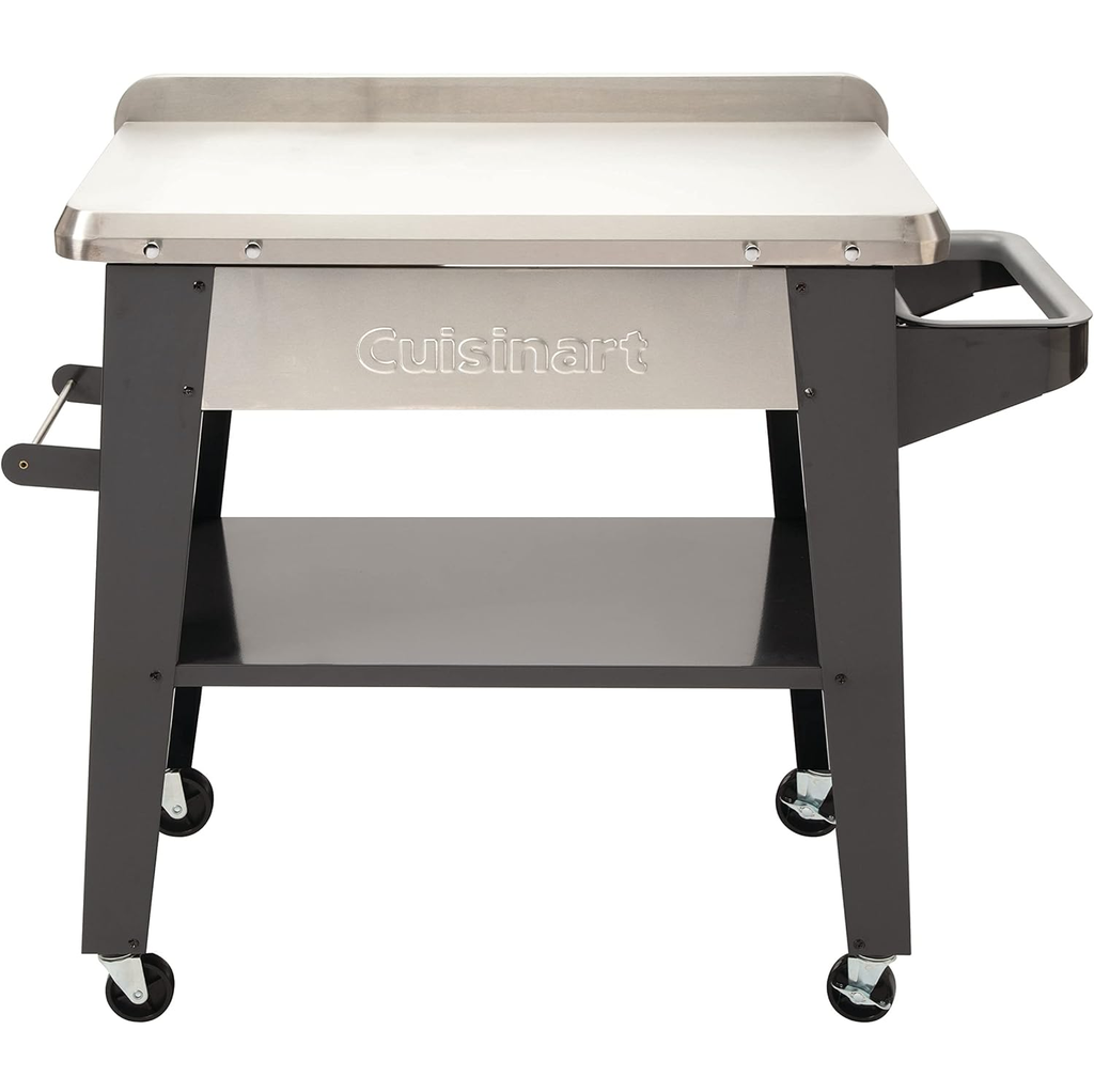 Mesa De Preparacion Cuisinart Para Parrilla Con 4 Ruedas Estante Ganchos Para Herramientas Acero Y Negro