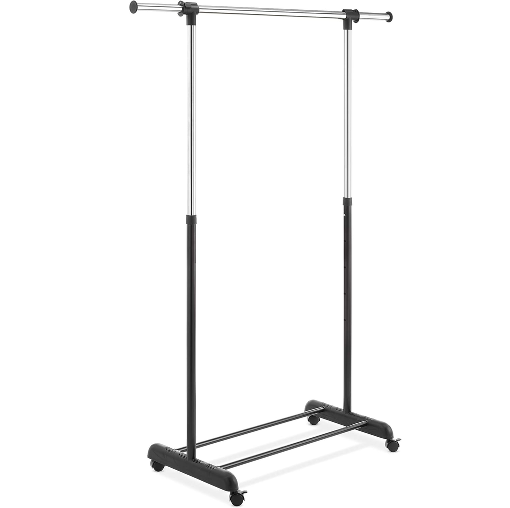 Perchero Whitmor 1 Barra Ajustable Con Ruedas Acero Y Negro