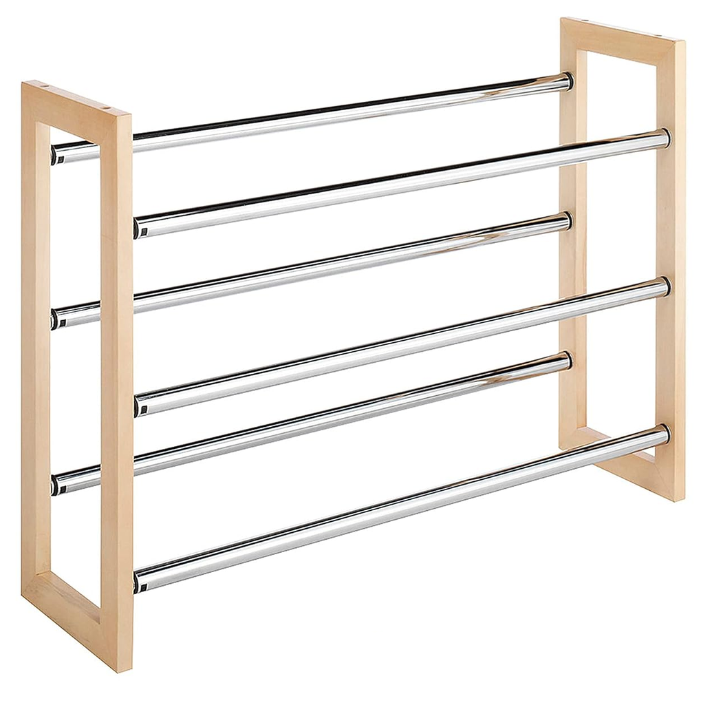 Zapatera Whitmor 3 Niveles Expandible Marron Y Plateado