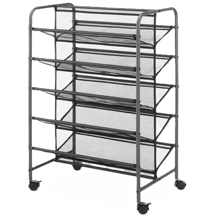 Zapatera Whitmor 5 Niveles Doble Cara Con Ruedas Negro