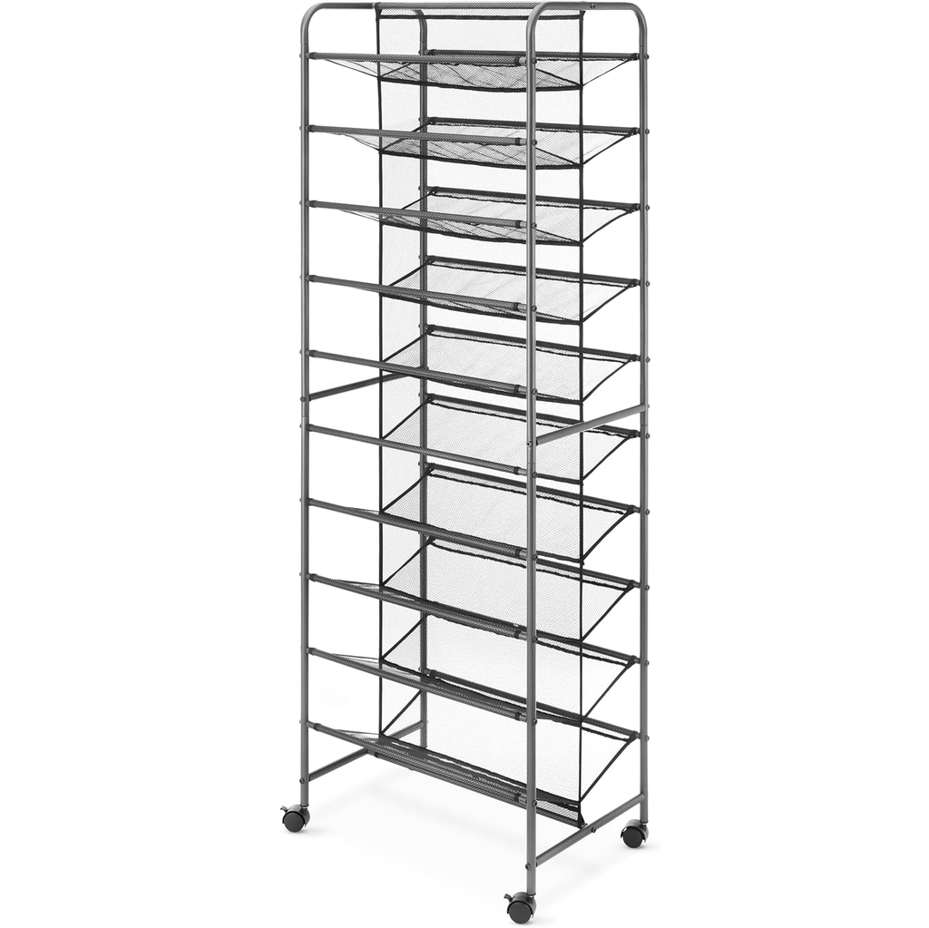 Zapatera Whitmor 10 Niveles Doble Cara Con Ruedas Negro