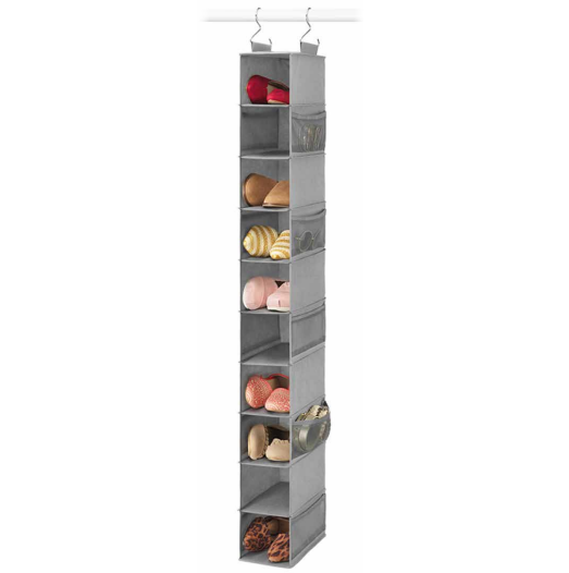 Estante Colgante Whitmor 10 Niveles Con Bolsillos De Malla Gris