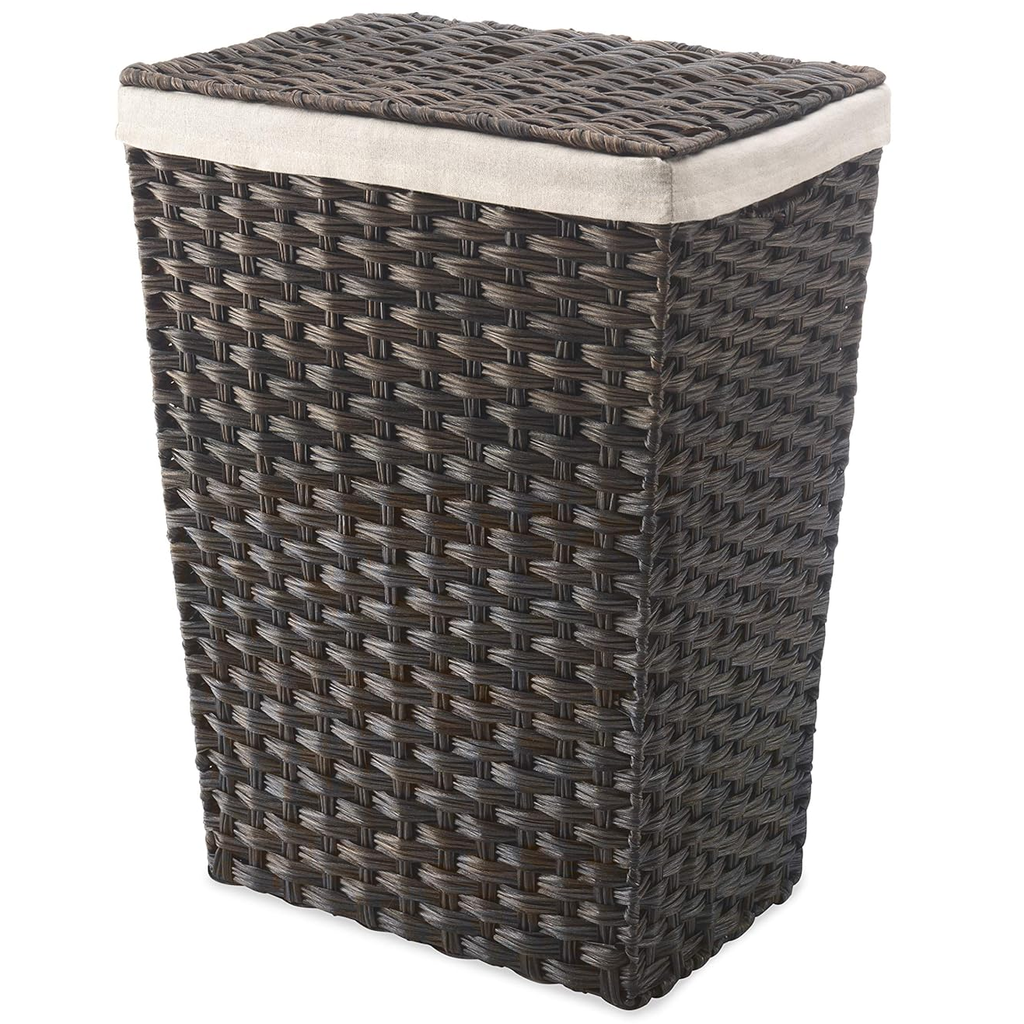 Cesta Para Ropa Whitmor Rattique Con Forro Tapa Y Asas Marron