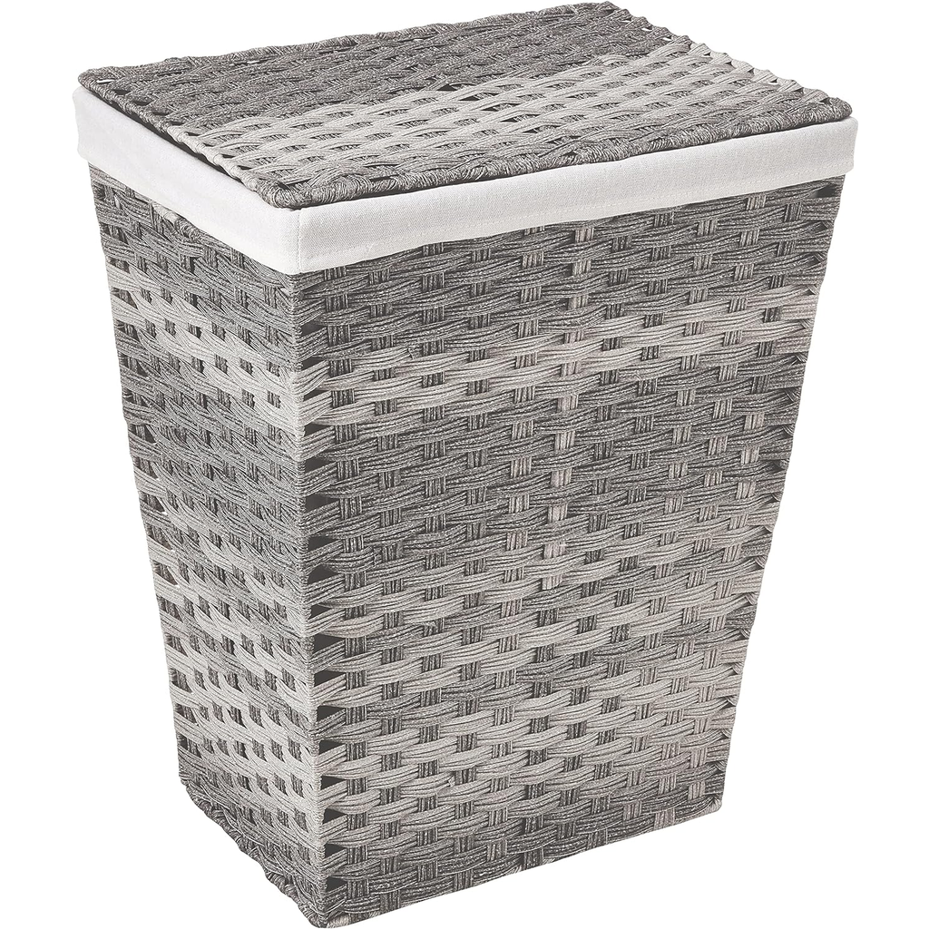 Cesta Para Ropa Whitmor Rattique Con Forro Tapa Y Asas Gris