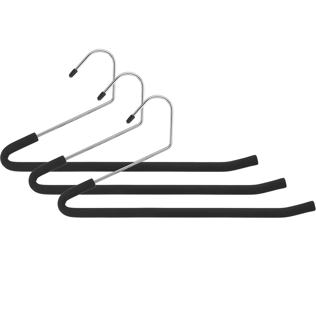 Ganchos Para Ropa Whitmor Diseño Abierto Con Espuma Antideslizante 3 Pzas Acero Y Negro