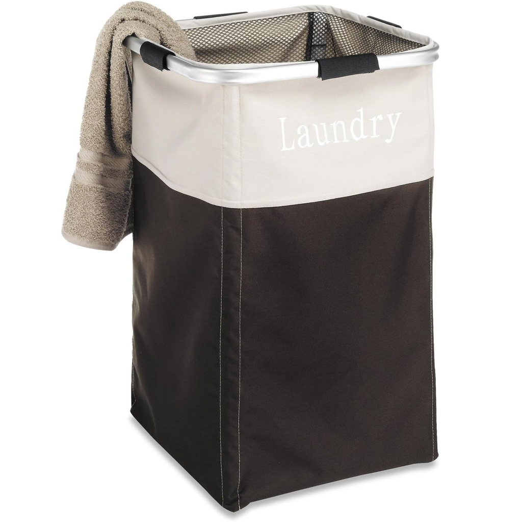 Cesta Para Ropa Whitmor De Tela Beige Y Marron Oscuro
