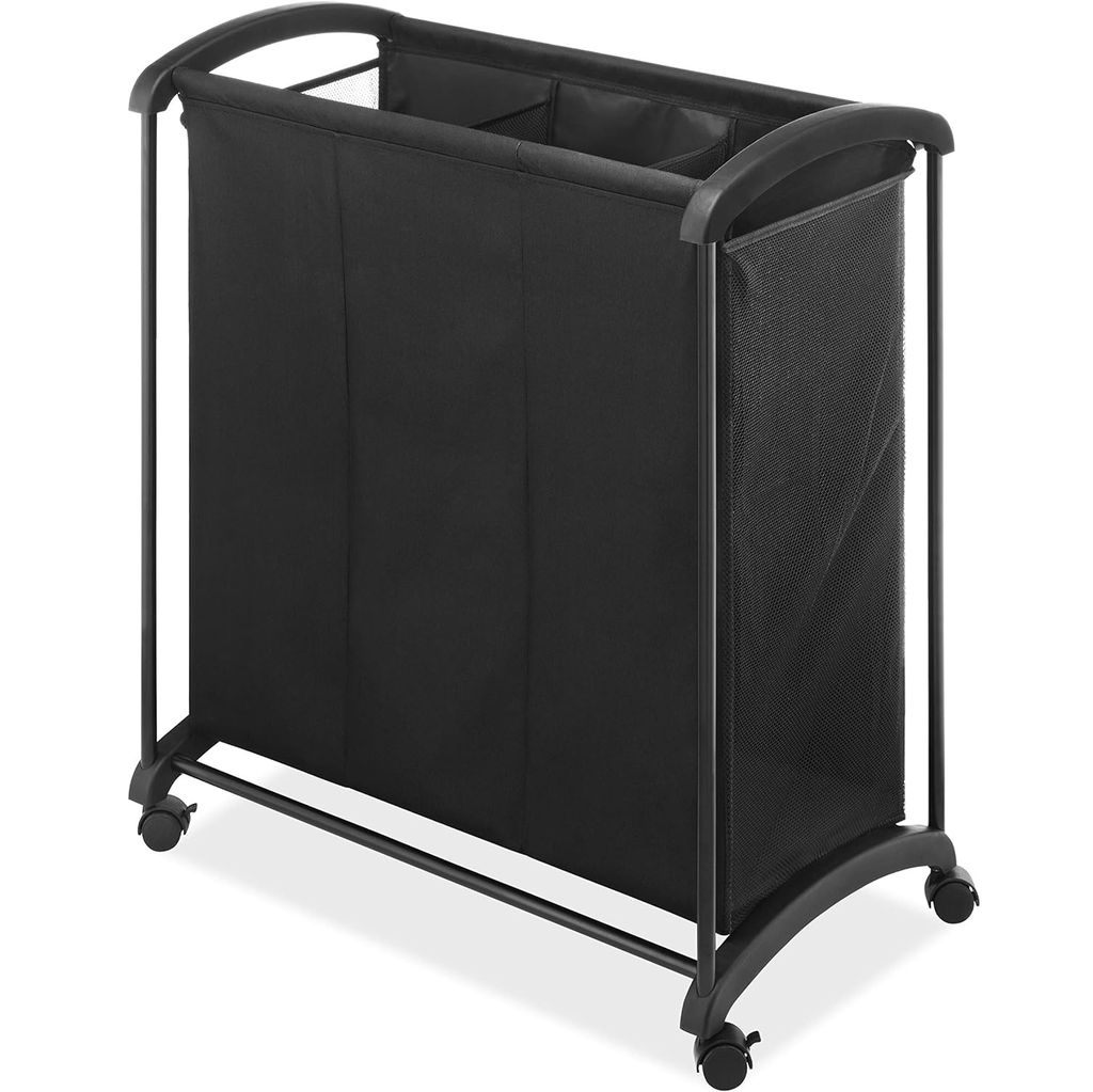 Cesta Para Ropa Clasificadora Whitmor 3 Secciones De Tela Con Ruedas Negro
