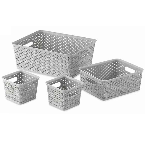 Set De Cestas Organizadoras Whitmor 4 Pzas Gris