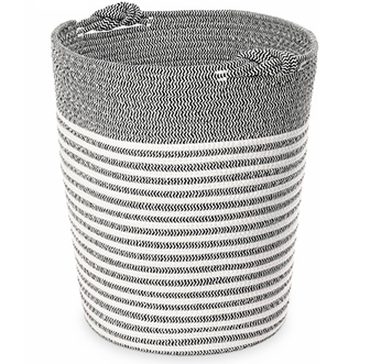 Cesta Para Ropa Whitmor De Cuerda Con Asas De Nudo De Tela Blanco Y Negro