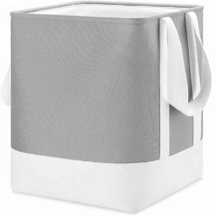Bolsa De Almacenamiento Whitmor De Tela Cuadrada Con Asas Gris Y Blanco