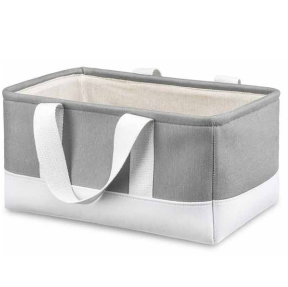 Bolsa De Almacenamiento Whitmor De Tela Rectangular Con Asas Gris Y Blanco