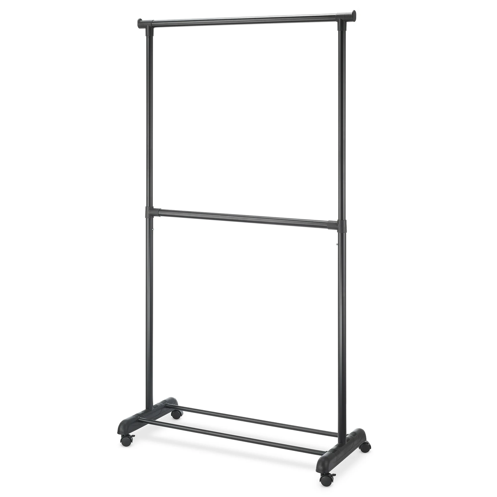 Perchero Whitmor 2 Barras Ajustable Carga 18 Kg Con Ruedas Negro