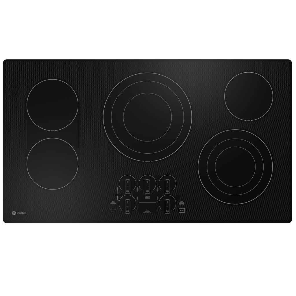 Tope Electrico 91 Cm GE Profile Smart Quemadores Triple Llama Control Tactil Deslizante Vitroceramica Negro