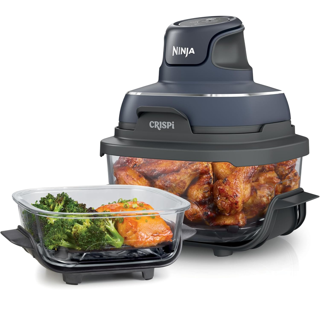 Freidora De Aire Ninja Crispi 3.7 Lts Portatil 4 en 1 Recipientes De Vidrio Con Tapas Para Almacenamiento Azul