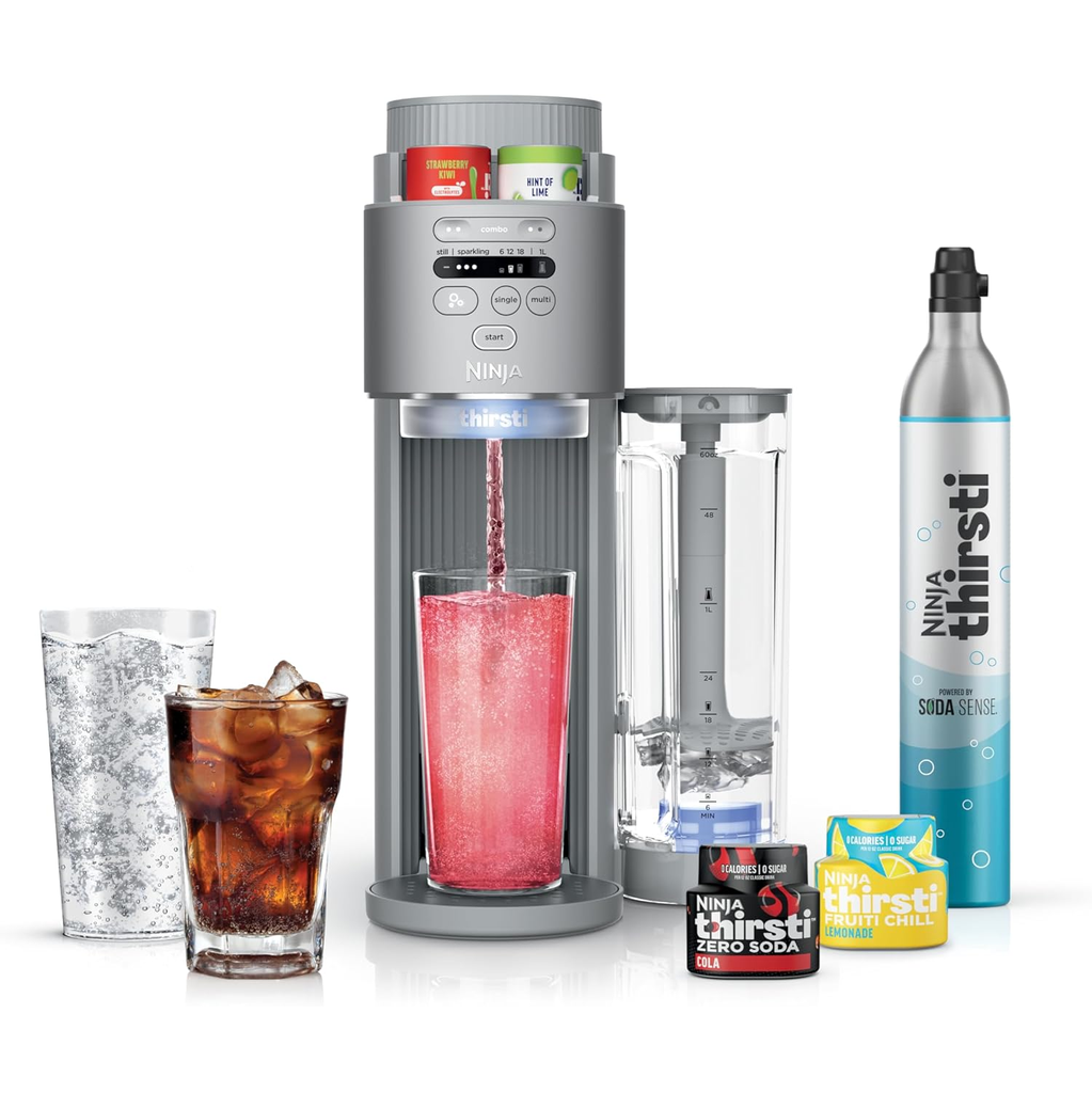 Maquina Gasificadora Ninja Thirsti Max Con Deposito De Agua Tanque De Gas CO2 60 Lts Y Saborizadores Gris