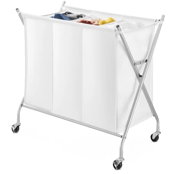 Cesta Para Ropa Clasificadora Whitmor 3 Secciones De Tela Con Ruedas Blanco