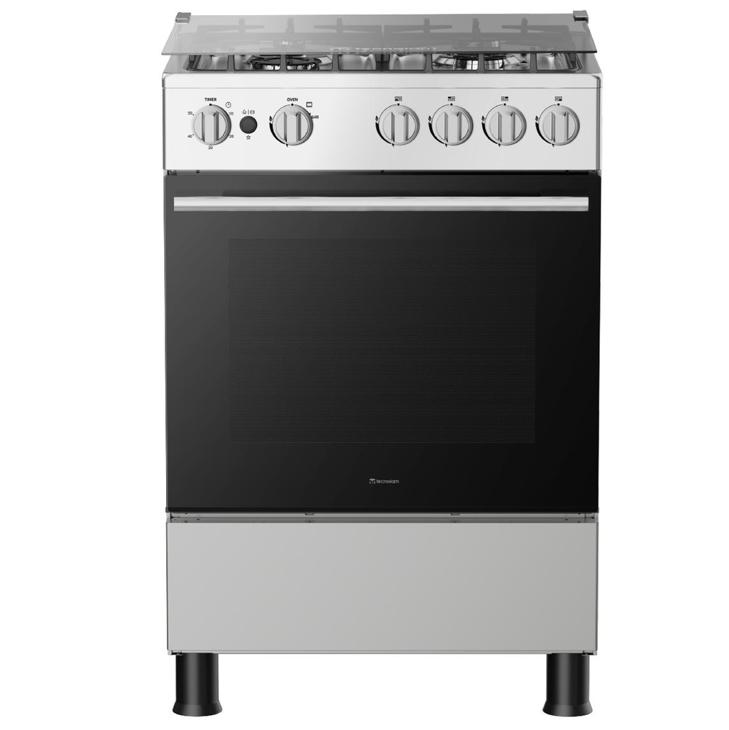 Cocina A Gas Tecnolam 60 Cm Con Encendido Electrico Grill Y Temporizador Acero