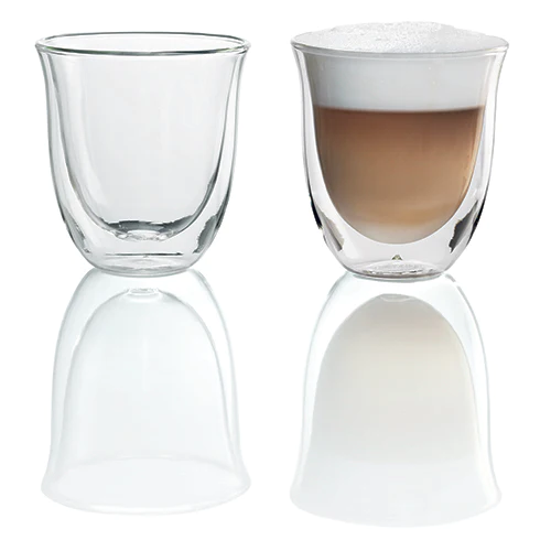 Juego De Vasos Delonghi Cappuccino 2 Pzas 270 Ml Doble Pared De Vidrio Transparente