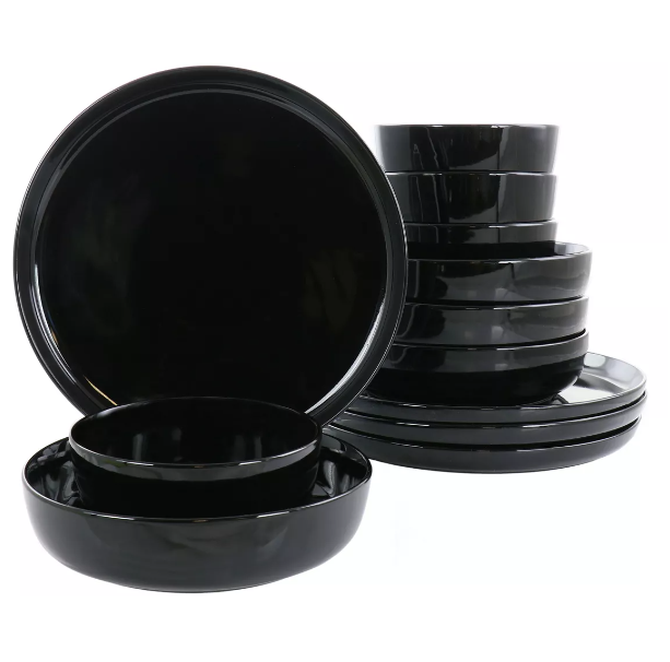 Juego De Vajilla Gibson Home 12 Pzas Avisala De Ceramica Fina Negro
