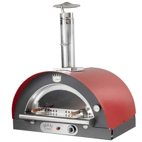 Horno De Pizza Clementi Pulcinella 60X60 Cm A Gas Para Exteriores Hasta 500°C Con Chimenea Rojo Rosso