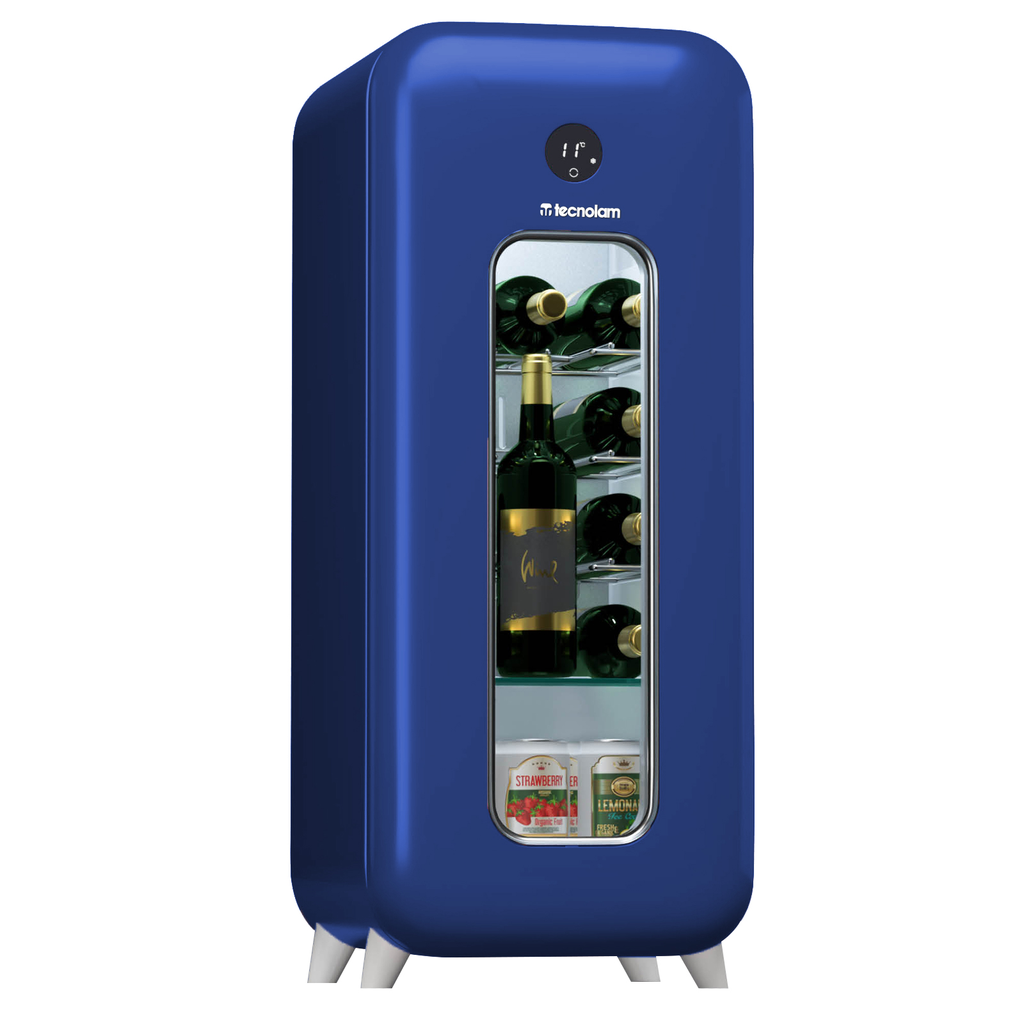 Vinera Y Nevera Tecnolam Retro 37 Cm 60 Lts Azul