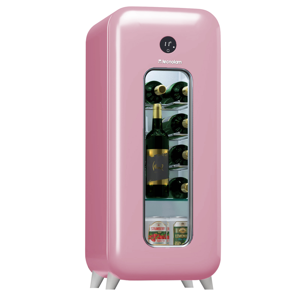 Vinera Y Nevera Tecnolam Retro 37 Cm 60 Lts Rosado