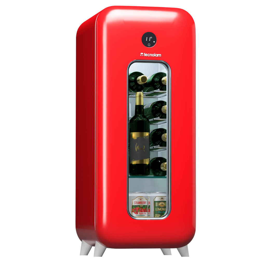 Vinera Y Nevera Tecnolam Retro 37 Cm 60 Lts Rojo