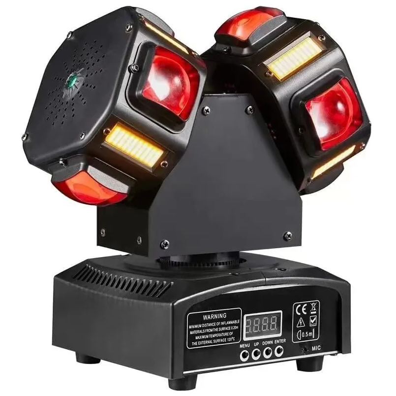 Luz De Proyeccion Elitec Gecko Doble Cabezal Movil Con Tira de Luz Multicolor Laser Strobe Multivoltaje 120W Negro