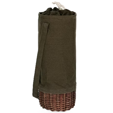 Bolsa Termica Para Botellas De Vino Picnic Time De Lona Y Tejido De Mimbre Marron