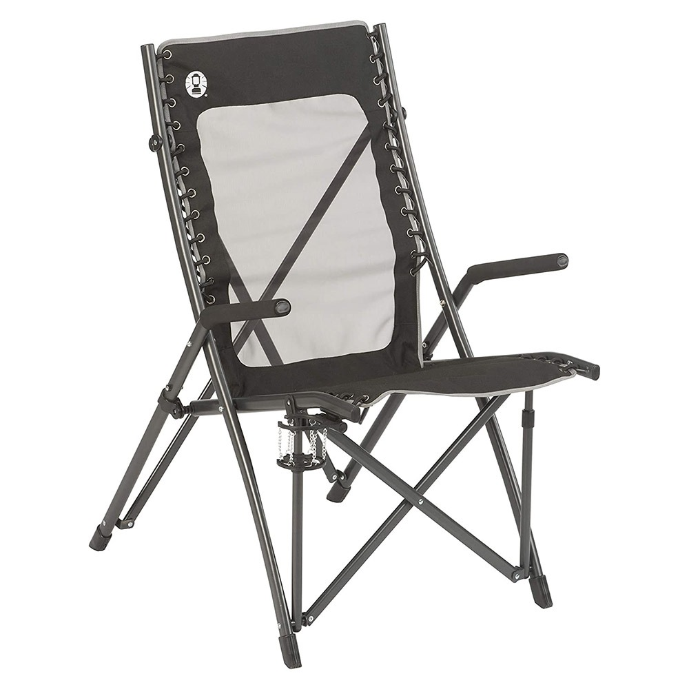 Silla De Camping Coleman Portatil Plegable Con Suspension Elastica Comfortsmart Y Portavaso GlassP Adaptable Negro