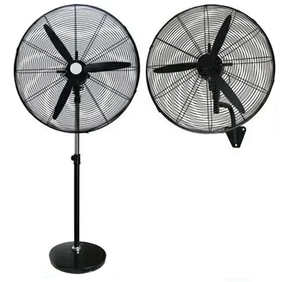 Ventilador De Pedestal Y Pared Royal Industrial 2 En 1 76 Cm 3 Vel 3 Aspas Inclinacion Ajustable Oscilante Negro