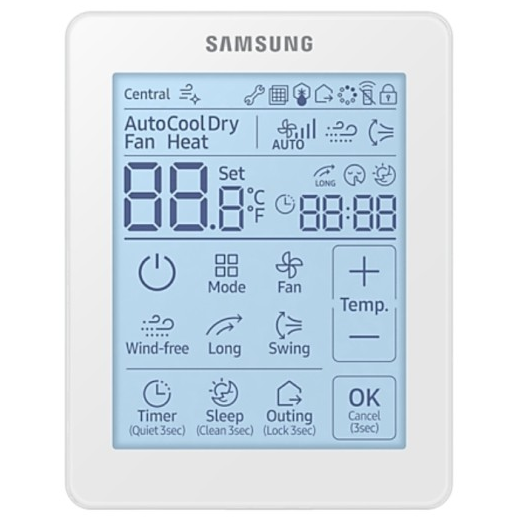 Control Samsung Para Aire Acondicionado A Distancia Con Cable Pantalla LCD Tactil Y Termostato Blanco
