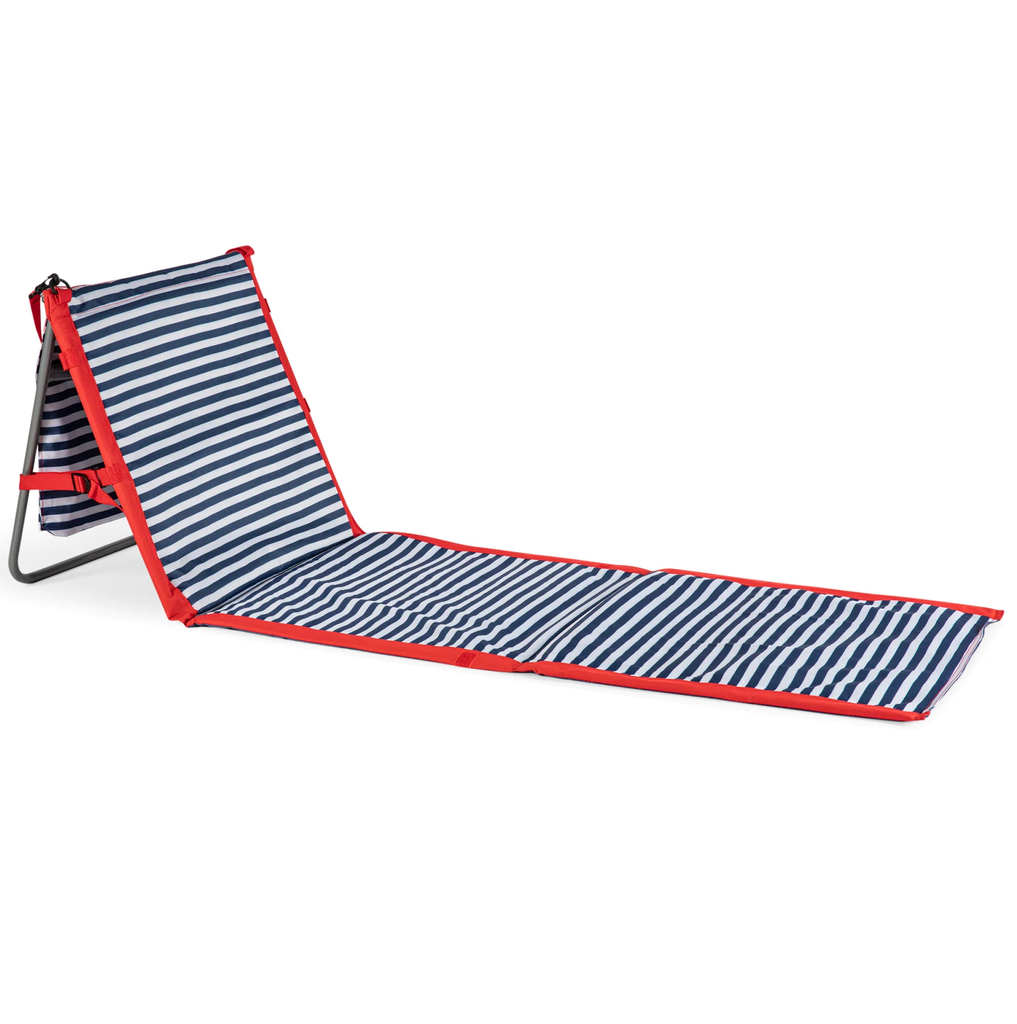 Silla De Playa Oniva Beachcomber Portatil Con Respaldo Acolchado Ajustable Y Tumbona Azul Blanco Y Rojo