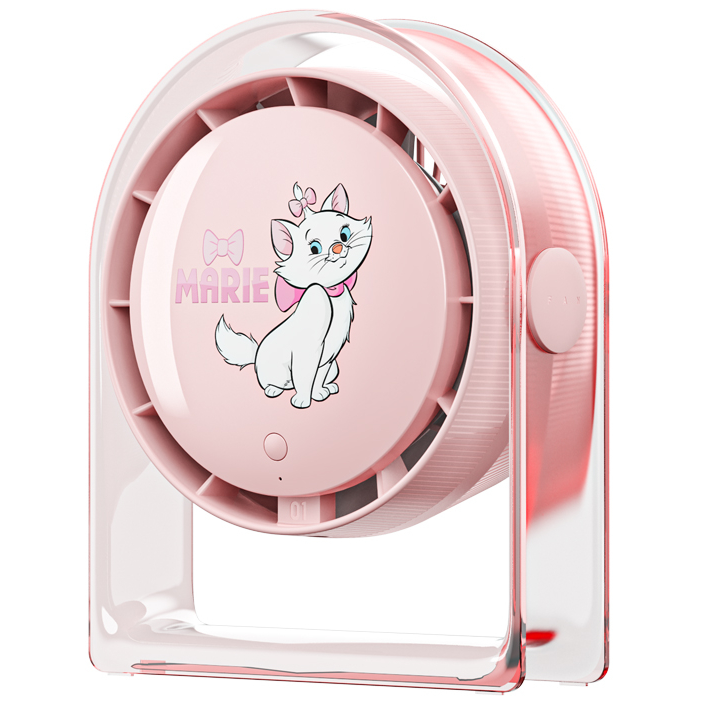 Ventilador De Mesa Disney Marie 16X84X20 Cm 2 Vel Inclinacion Ajustable Rosado