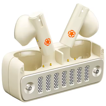 Audifonos  Jeep In Ear Inalambricos Sonido Envolvente 360º Con Bluetooth Blanco Crema