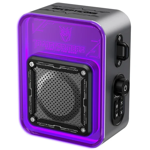 Corneta Transformers Portatil Recargable Con Bluetooth Iluminacion Y Hifi Gris Y Morado
