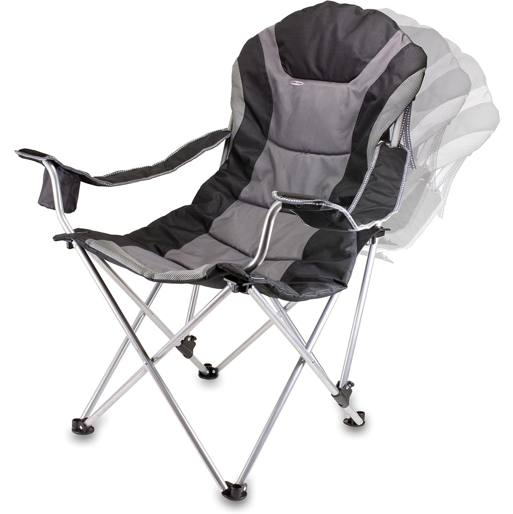 Silla De Camping Oniva Plegable Reclinable Con Portavaso Y Bolsa De Transporte Negro Y Gris
