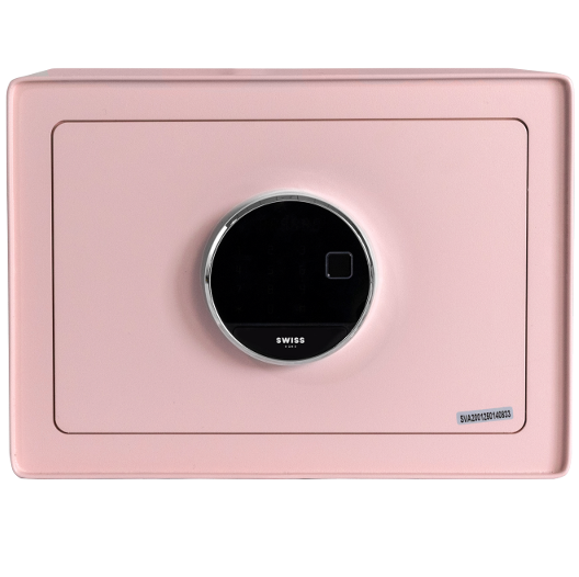 Caja Fuerte Swiss Home Digital 25x35x25 Cm Huella Dactilar Y Contraseña Con Estante Y Cajon Rosado