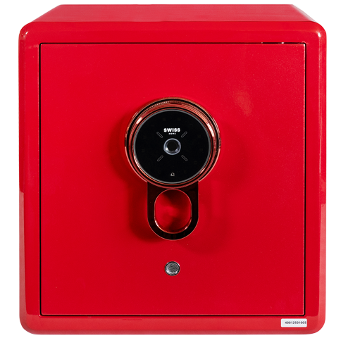 Caja Fuerte Swiss Home Digital 40x36x33 Cm Huella Dactilar Y Contraseña Con Estante Y Cajon Rojo