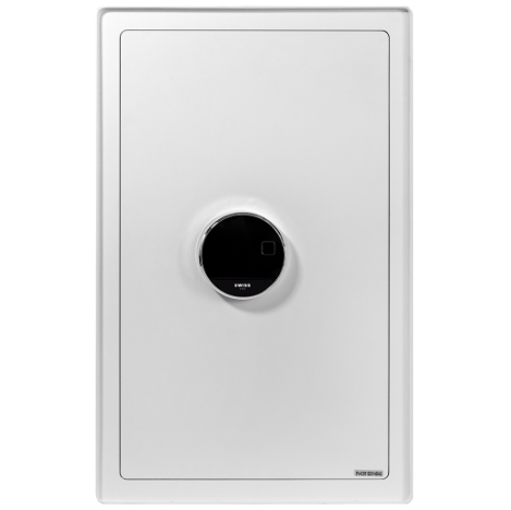 Caja Fuerte Swiss Home Eletronic Digital 60x38x36 Cm Huella Dactilar Y Contraseña Con 2 Estantes Y Cajon Blanco