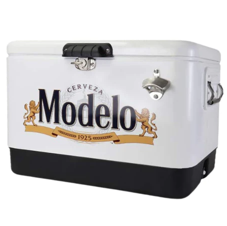 Cava Modelo 51 Lts 54 Qt 85 Latas Con Asas Abridor De Botellas Y Drenaje Plateado