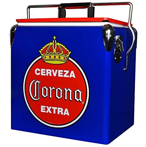 Cava Corona Extra 13 Lts 14 Qt 18 Latas 12 Botellas Con Asa Y Abridor De Botellas Azul Y Rojo